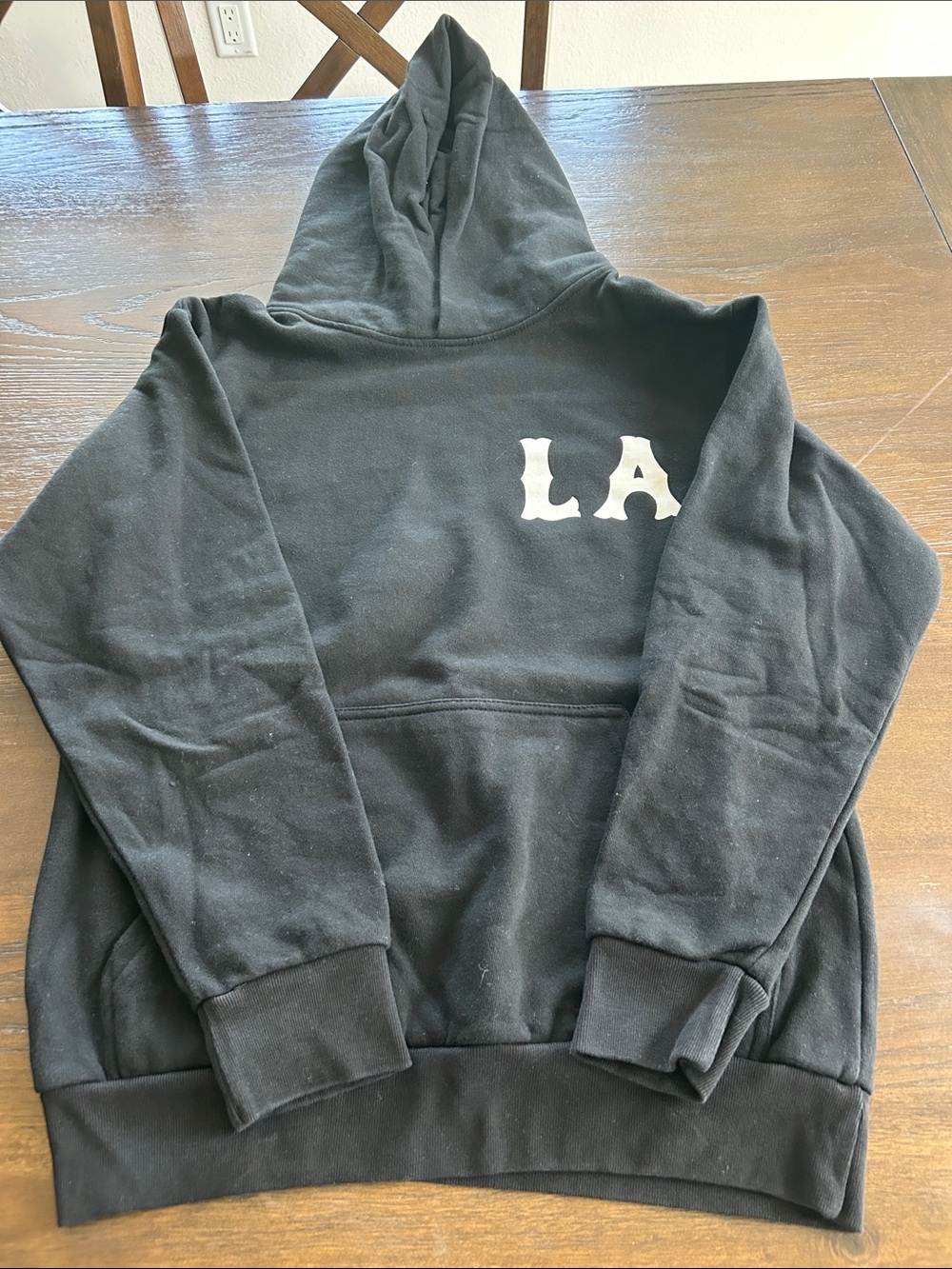 PacSun Black Hoodie with White "LA" Graphic - Men's Sweater